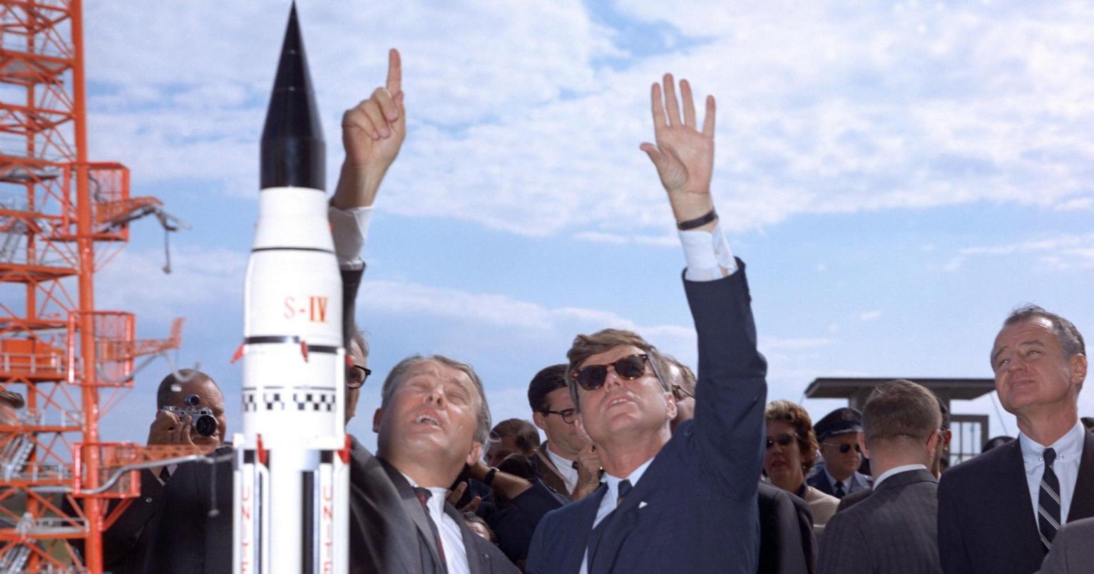 Von Braun and Kennedy at Polaris Missile Launch Von Braun and Kennedy at Polaris Missile Launch