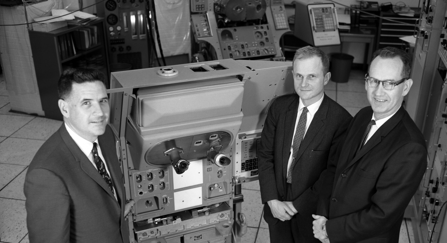 Joseph Shea Joseph Shea with Dave Hoag and Ralph Ragan Looking At Apollo Guidance Navigation & Control Hardware