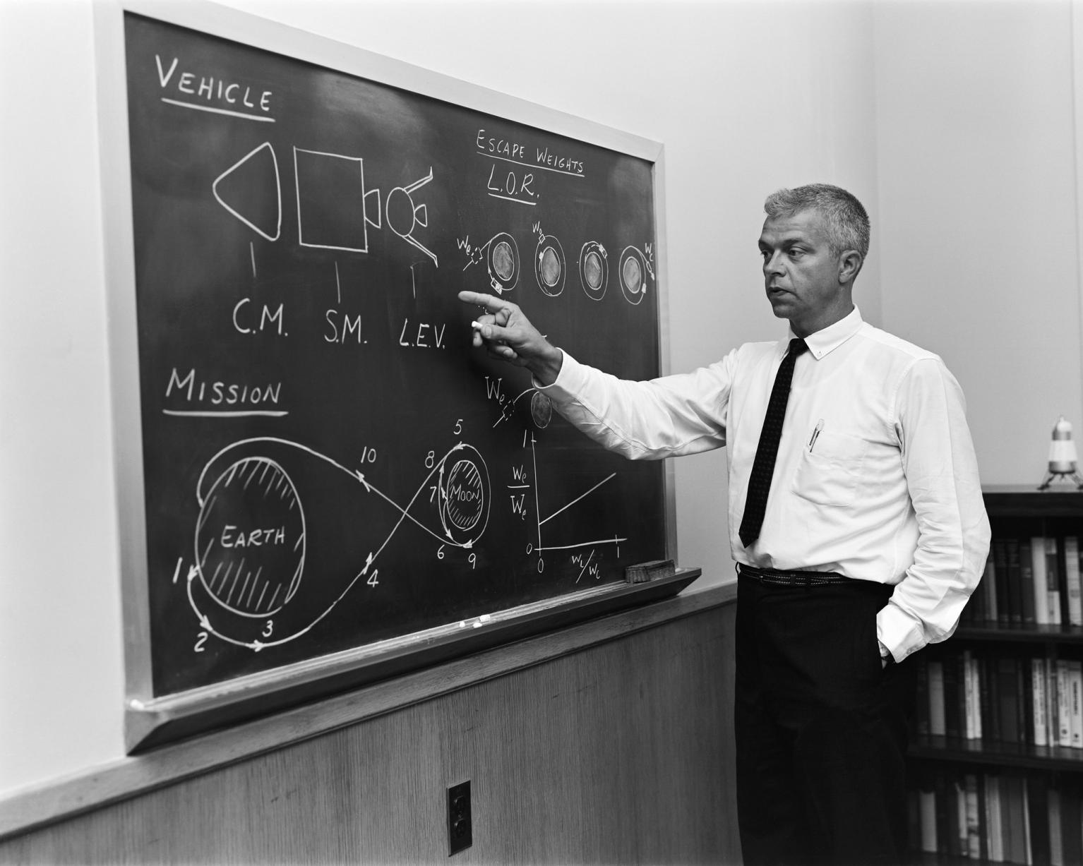 John Houbolt Demonstrates Lunar Orbit Rendezvous Concept