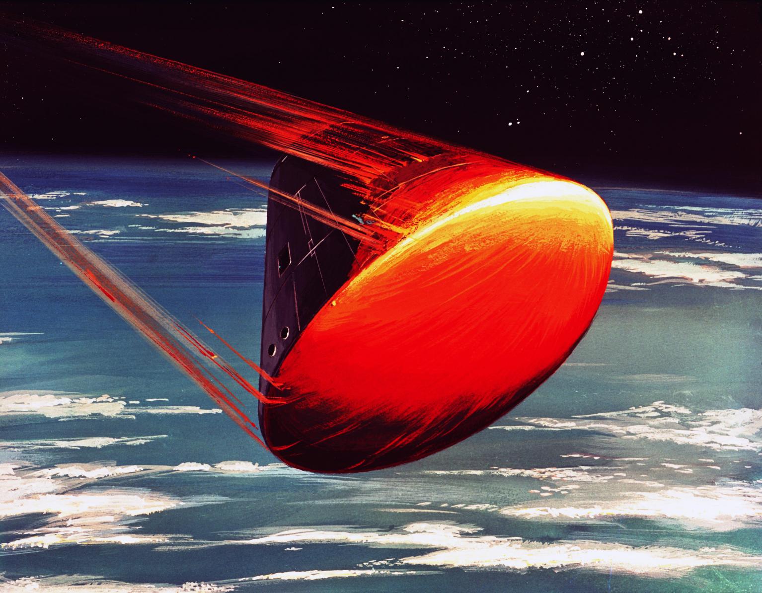 Illustration of the Apollo Command Module During Atmospheric Reentry