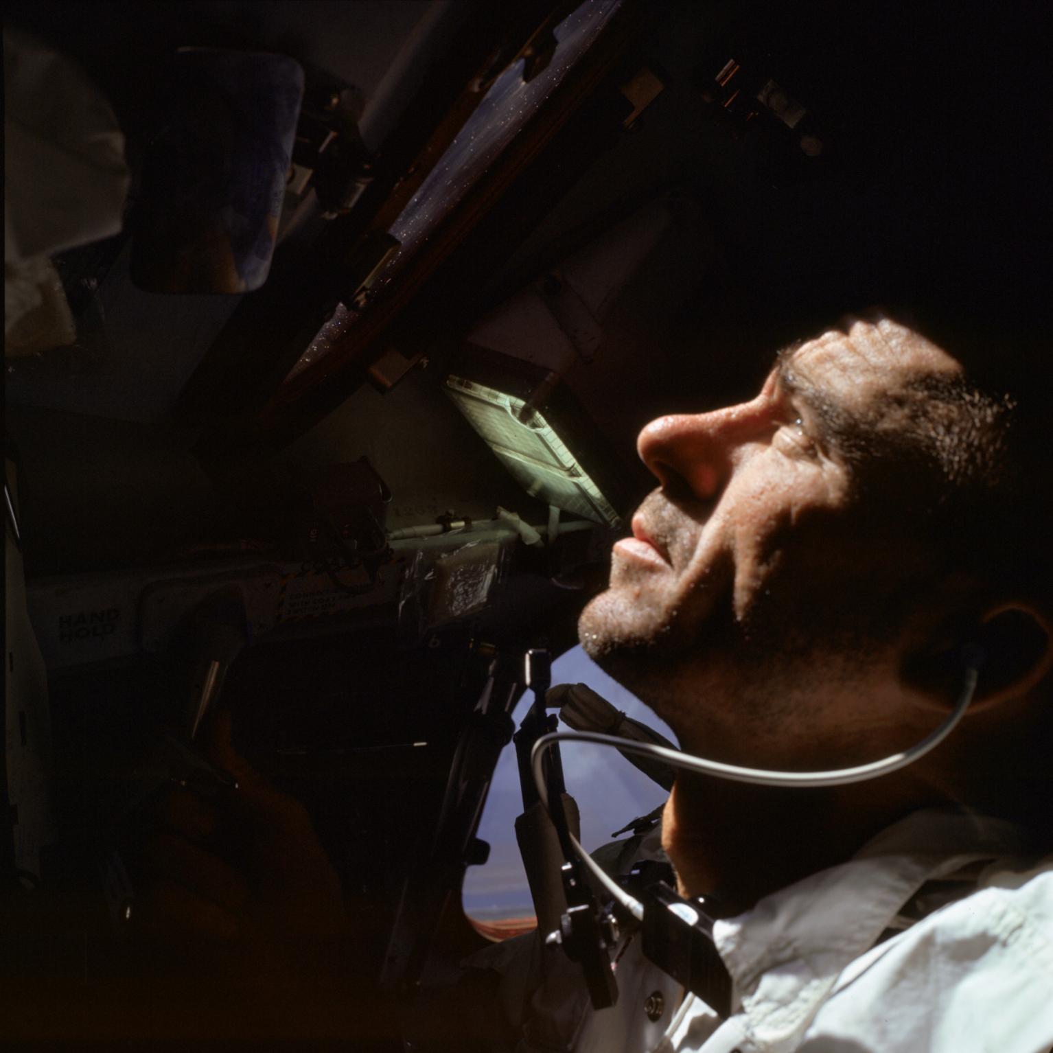Apollo 7 Astronaut Walter Cunningham During Mission Apollo 7 Astronaut Walter Cunningham During Mission
