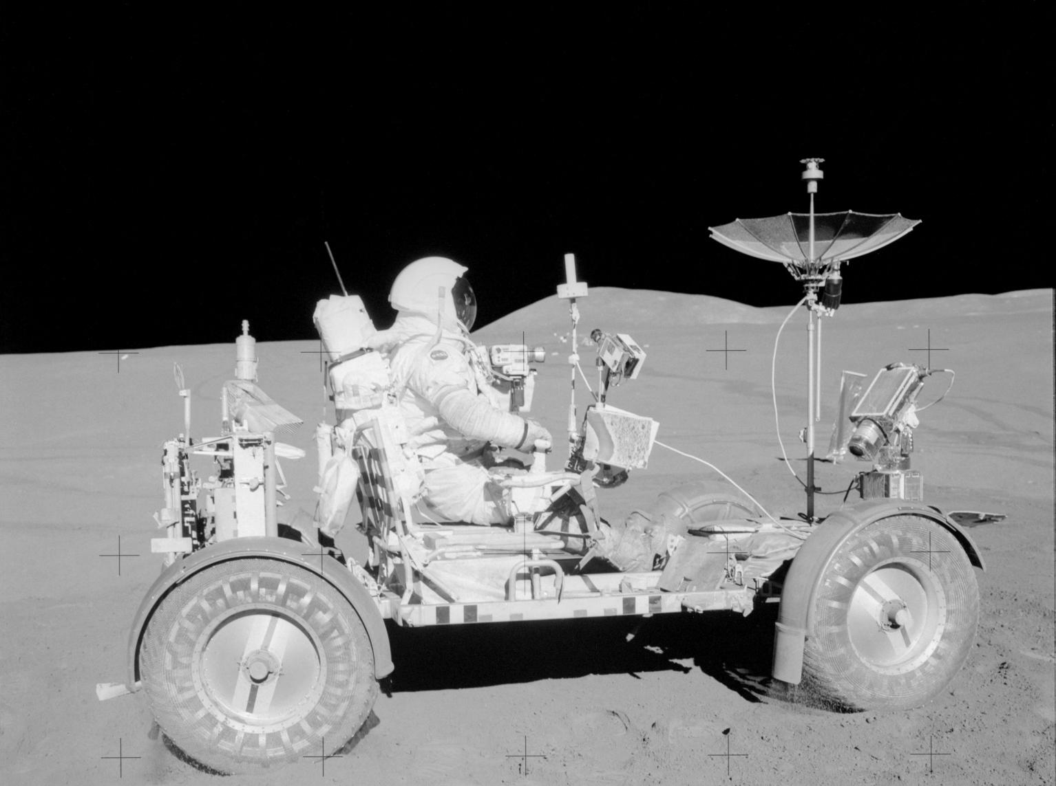 Apollo 15 Astronaut David Scott in Lunar Rover Apollo 15 Astronaut David Scott in Lunar Rover