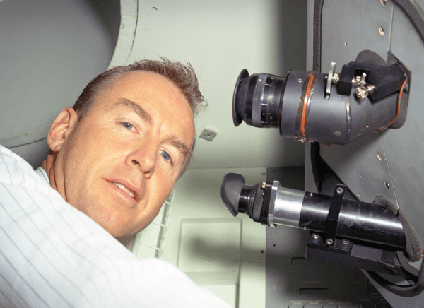 Astronaut Jim Lovell In the Command Module Simulator