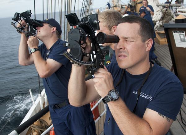 Coast Guard Academy Officer Using a Sextant