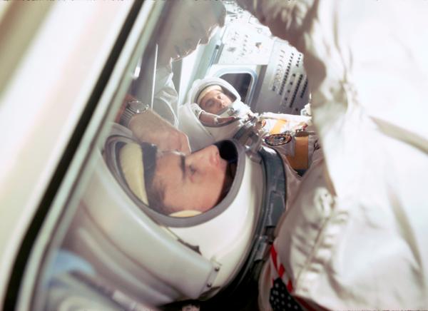 Apollo 1 Astronauts Grissom, Chaffee, White in Mission Simulator