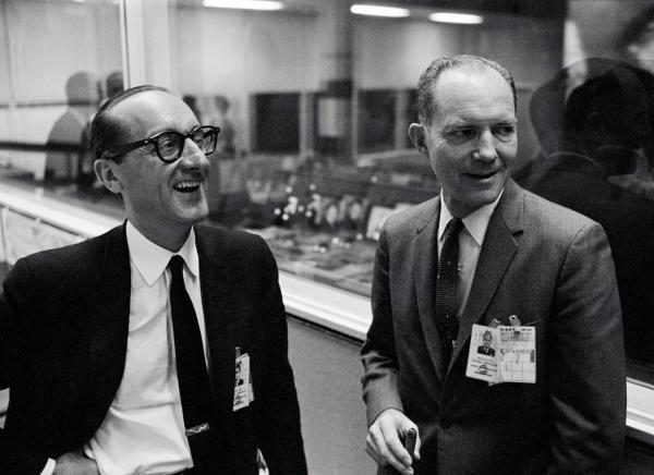 George Mueller and Samuel Phillips in Mission Operations Control Room During the Apollo 7 Moon Mission