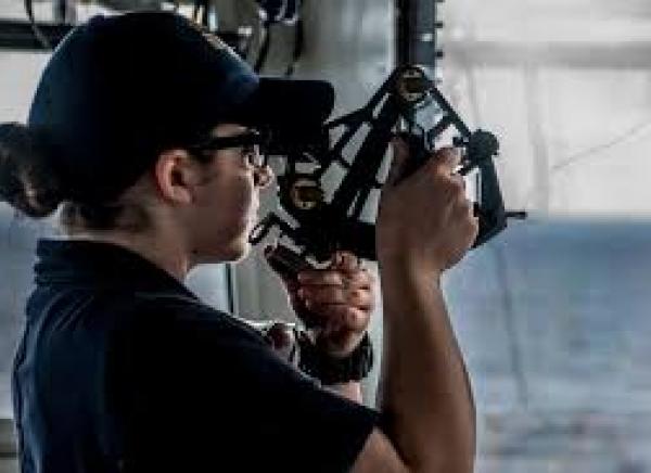 Naval Cadet Using Sextant