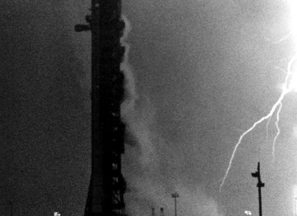 Lightning strike during Apollo 12 Liftoff