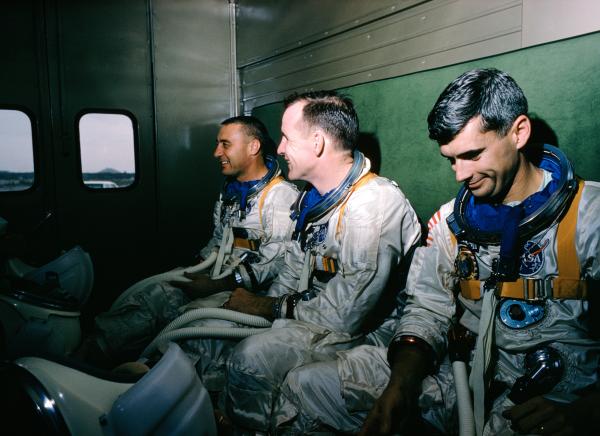 Apollo 1 Astronauts Grissom, Chaffee, White in Mission Simulator