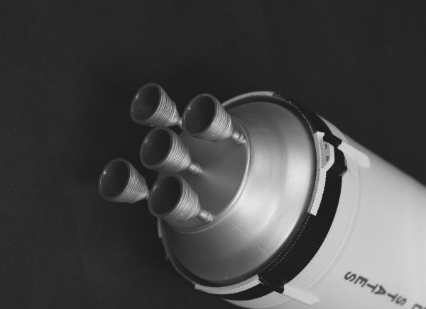 Model of the Saturn V Rocket and Five F-1 Engines
