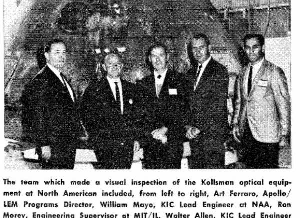 Engineers from North American, Kollsman Inc, and MIT Inspect the Command Module, 1966