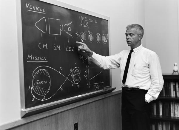 John Houbolt Demonstrates Lunar Orbit Rendezvous Concept