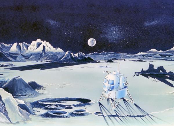 Illustration of Lunar Moon Landscape With Astronauts Illustration of Lunar Moon Landscape With Astronauts
