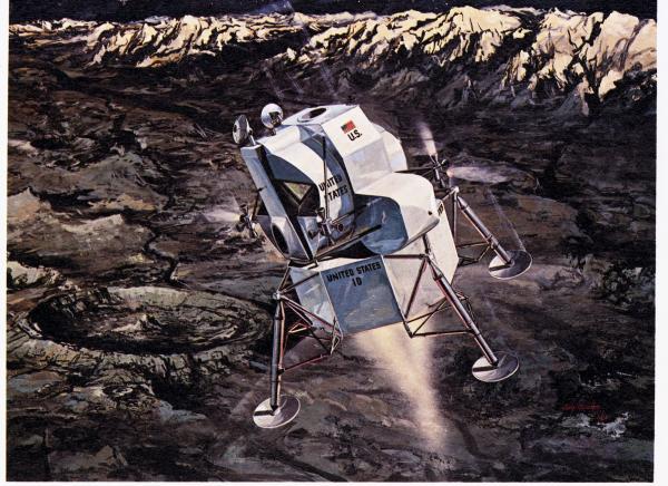 Artists Rendition of Lunar Excursion Module Approaching the Lunar Surface Artists Rendition of Lunar Excursion Module Approaching the Lunar Surface