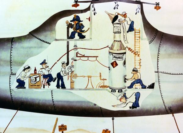 Cartoon Of Polaris Submarine With Sailors