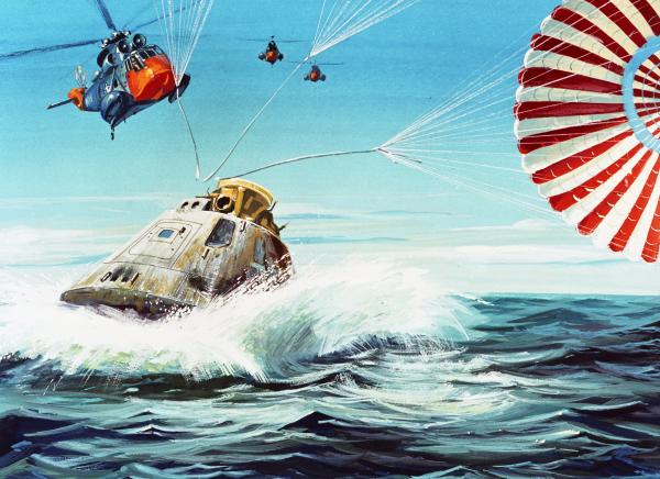 Splash Down and Recovery of Apollo Spacecraft