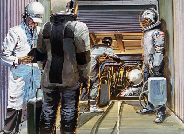 Apollo Astronauts Entering the Command Module