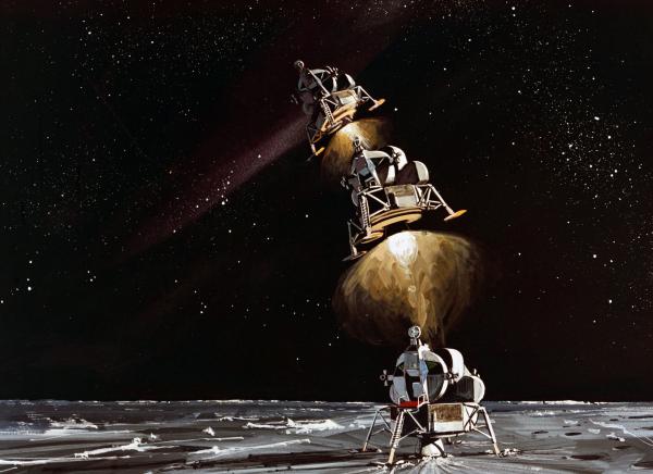 Lunar Excursion Module Landing on the Lunar Surface