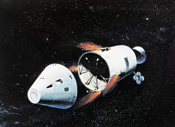  Command Module Separating from the Service Module in Earth Orbit Prior to Reentry