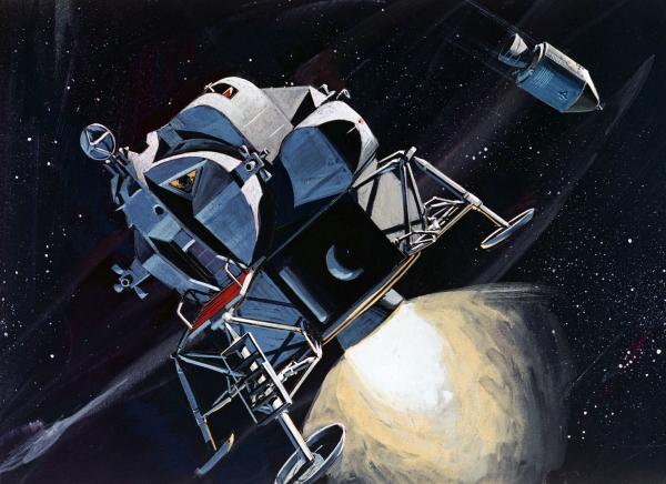 Lunar Excursion Module in Lunar Descent Orbit