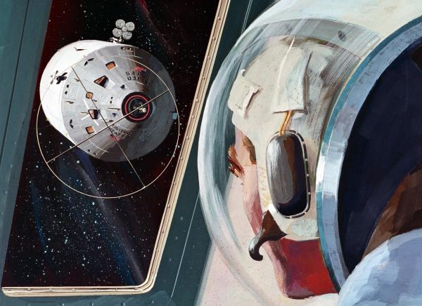 Illustration of Apollo 8 Astronaut at the Command Module