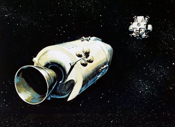 Command Service Module and the Jettisoned Lunar Excursion Module