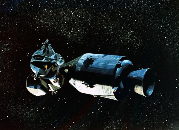 Lunar Excursion Module Docked with the Command Service Module