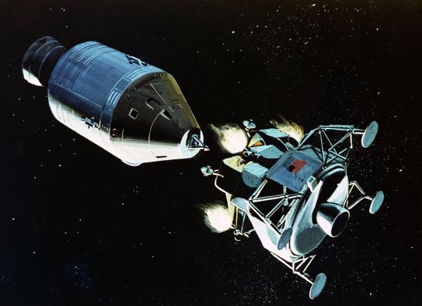 Illustration of the Lunar Excursion Module As It Separates From the Command Service Module