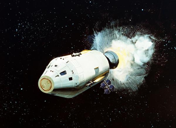 Command Service Module Firing Its Engines in Space