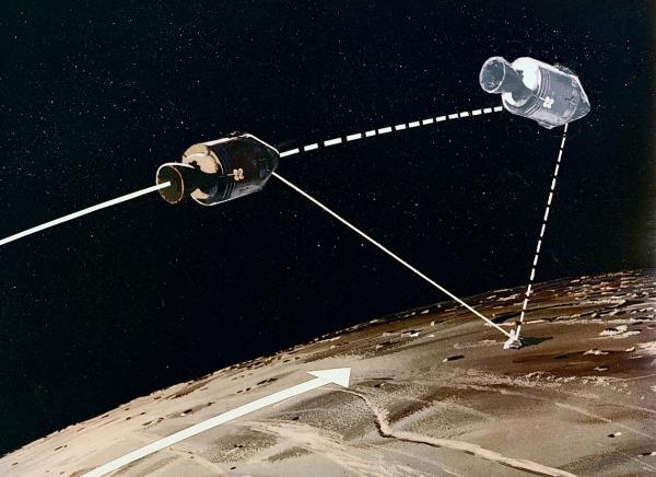 Apollo Command Service Module tracking the Lunar Excursion Module