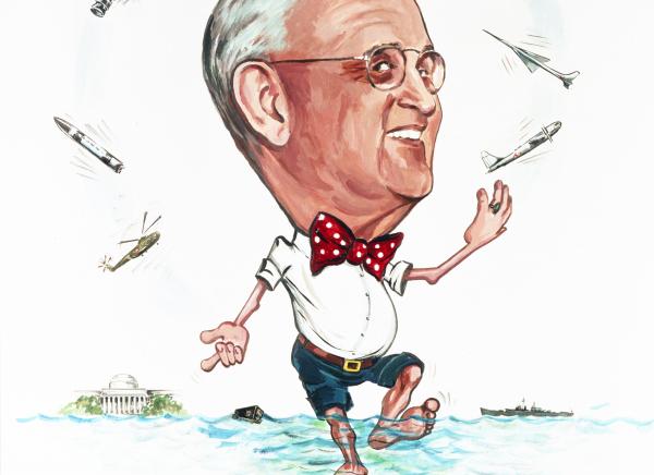 Cartoon of Doc Draper Surrounded by MIT Lab Technology