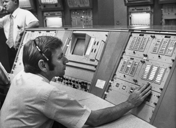 Engineer Russell Larson at Mission Control
