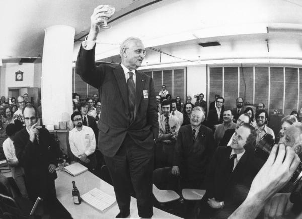 Doc Toasts MIT Lab Engineers at Splashdown Party