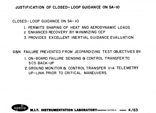Justification Of Closed-Loop Guidance on SA-10 Justification Of Closed-Loop Guidance on SA-10