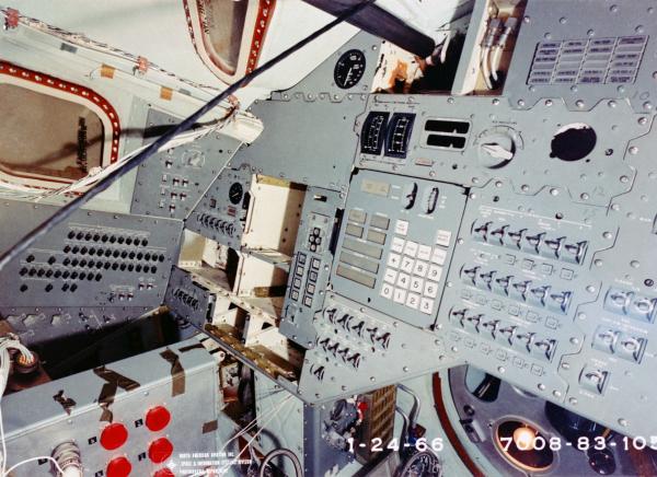 Inside view of Apollo spacecraft CSM-011