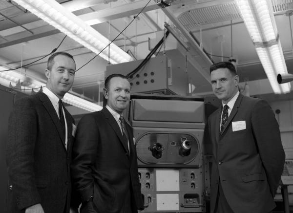 McDivitt, Shea, and NASA's Craft Looking At Apollo Guidance Navigation & Control Hardware
