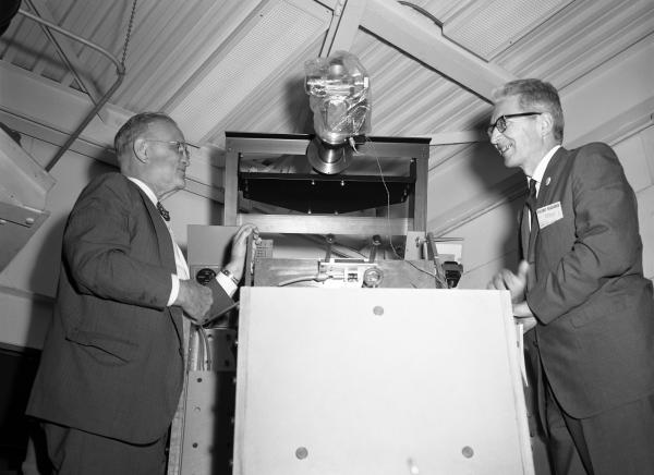 Draper and Letov Inside the Command Module Simulator