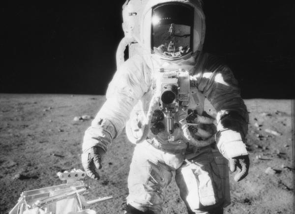 Apollo 12 Astronaut on Lunar Surface