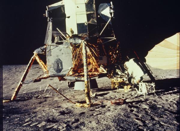 Apollo 12 Lunar Excursion Module and Astronaut on the Lunar Surface