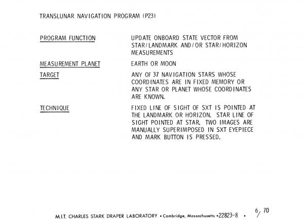 Translunar Navigation Program (P23)