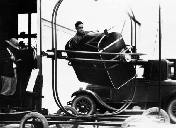 Draper In Early Cockpit Simulator