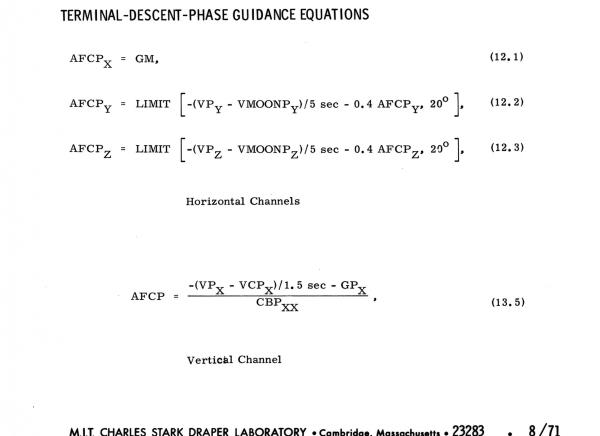 Terminal Descent Phase Guidance Equations
