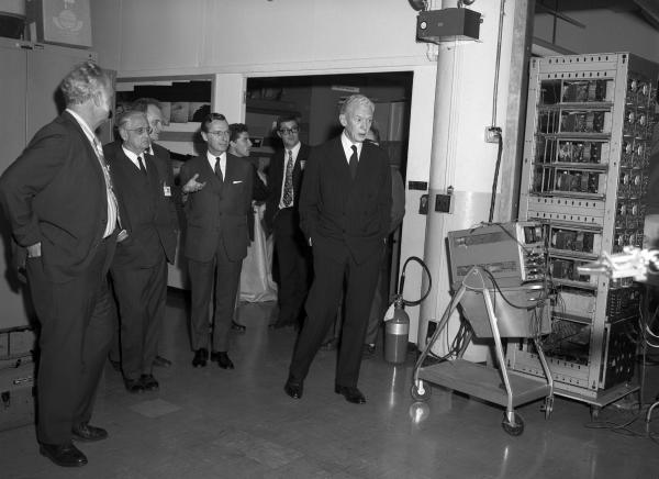 Visit To Draper Lab 7 Of Former French Premier Maurice Couve de Murville