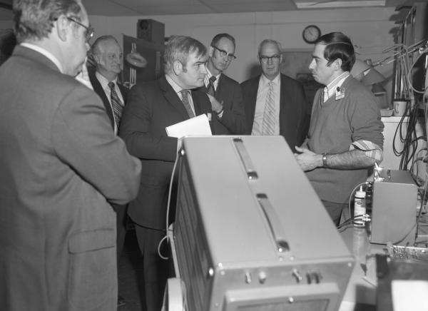 MIT Chancellor Paul Gray's Visit To Draper Lab Seven With Engineers