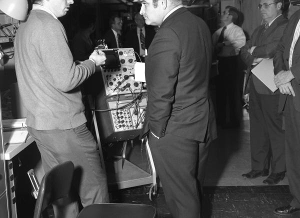 MIT Chancellor Paul Gray's Visit To Draper Lab Seven With Engineers