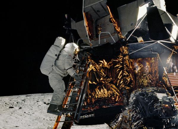 Apollo 12 Astronaut Alan Bean Steps Off Ladder