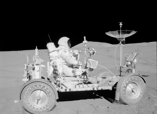 Apollo 15 Astronaut David Scott in Lunar Rover