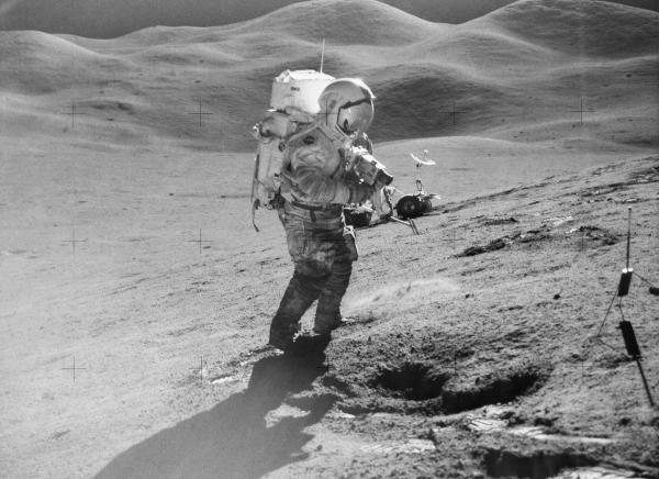 Apollo 15 Astronaut David Scott on Lunar Surface