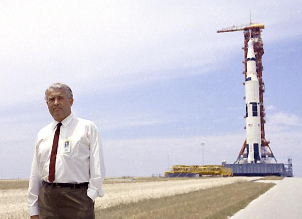 Dr. Von Braun With Apollo 11 Spacecraft
