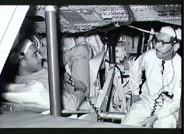 Apollo 1 Astronaut Gus Grissom Inspects Spacecraft
